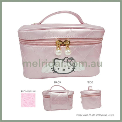 Sanrio | 90S Hello Kitty Quilting Vanity Pouch Cosmetics Bag H100Xw160Xd110Mm (Angel) Pink