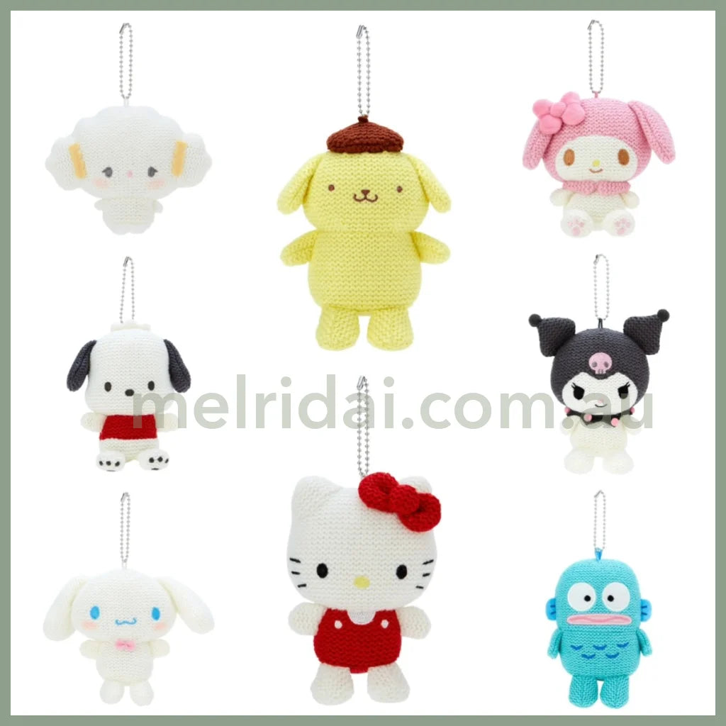 Sanrio | Amigurumi-Style Knit Mascot Holder Keychain 13×5×11Cm 日本三丽鸥 针织玩偶挂件/包挂/钥匙链（经典款）