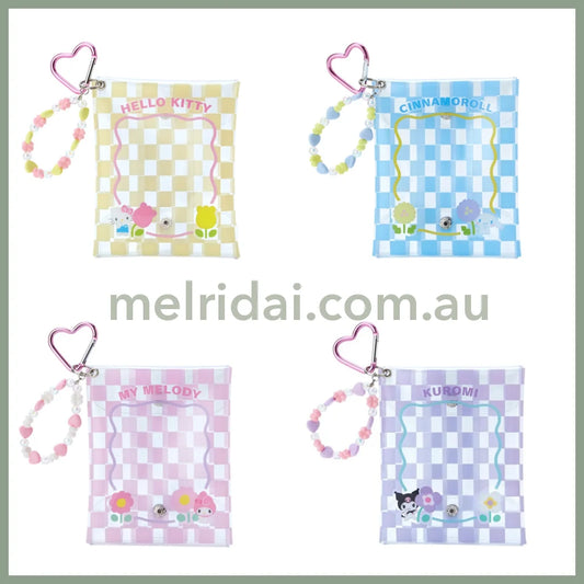 Sanrio | Checkered Clear Flat Pouch With Charm 12×2×15Cm (Pastel Checkers) 日本三丽鸥