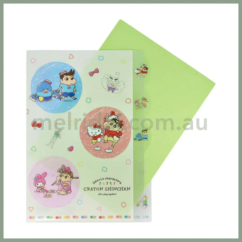 Sanrio × Crayon Shin-Chan | 5 Pockets A4 Clear File