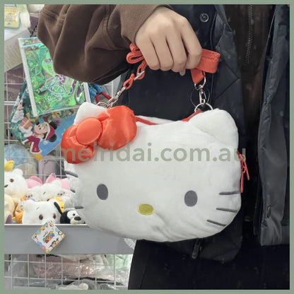 Sanrio | Face Plush Pochette Shoulder Bag 21*6*16Cm Approx. 日本三丽鸥 大脸斜挎包/超大容量 可放手机/钱包等 凯蒂猫Hello Kitty