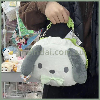 Sanrio | Face Plush Pochette Shoulder Bag 21*6*16Cm Approx. 日本三丽鸥 大脸斜挎包/超大容量 可放手机/钱包等 帕恰狗Pochacco