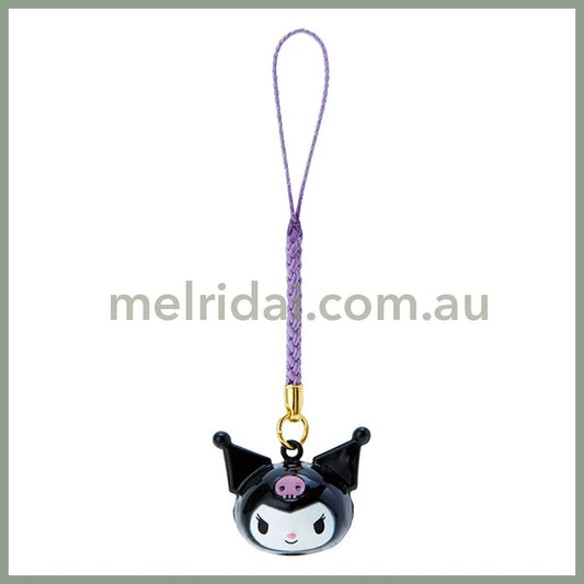 Sanrio | Face Shaped Bell Netsuke Charm Strap Brass Kuromi 5.3 X 4.7 2.6Cm