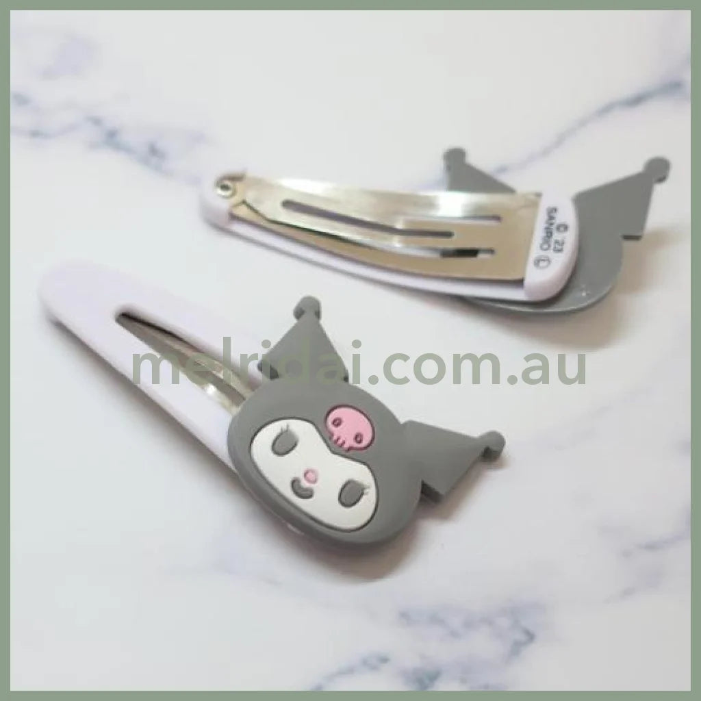 Sanrio | Face-Shaped Hair Snap Clip Set Of 2 Kuromi (Smile)