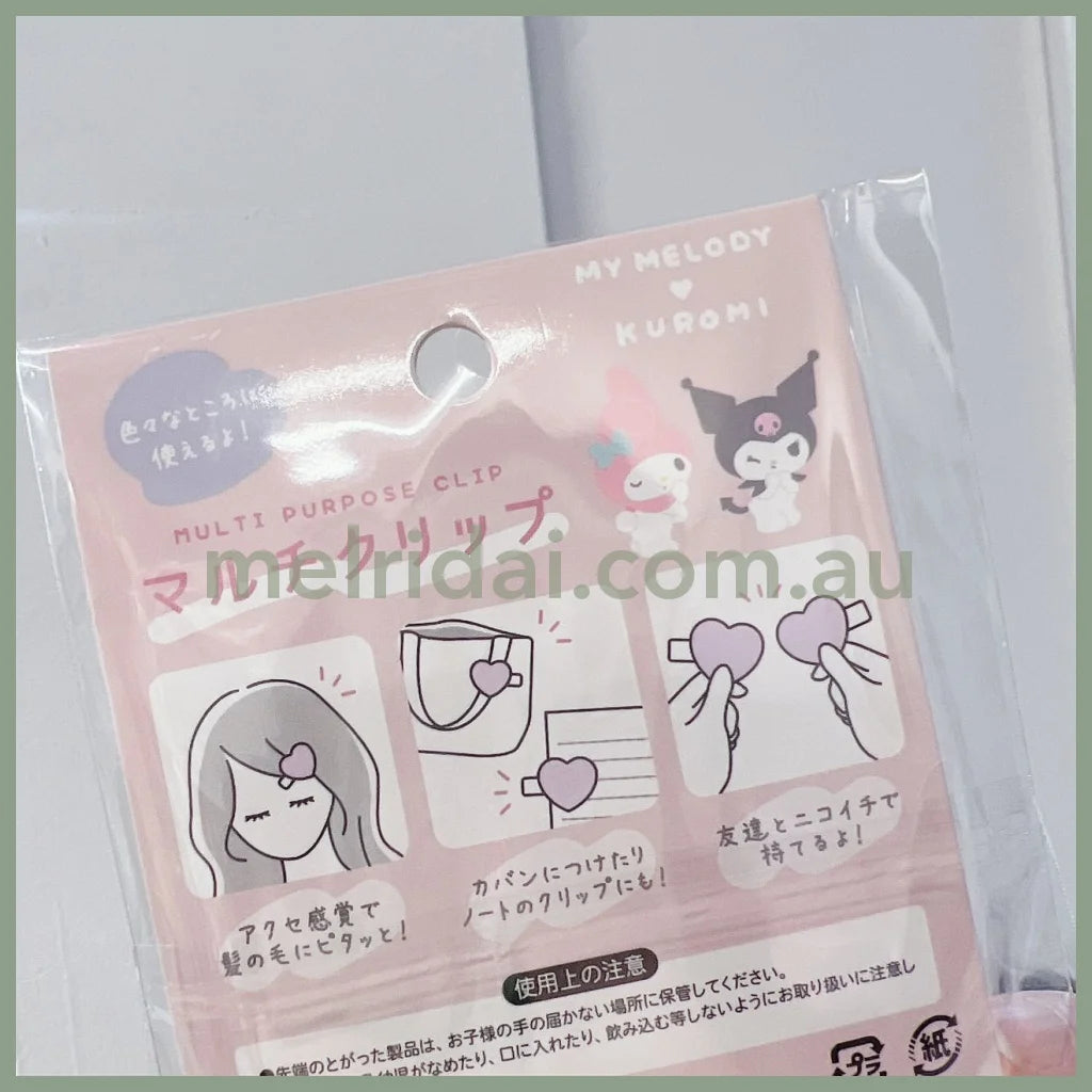 Sanriohair Clip 2 Set Multi Purpose My Melody & Kuromi