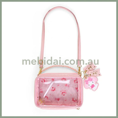 Sanrio | Half-Clear Shoulder Bag 22×7.5×14Cm 日本三丽鸥 透明单肩包/斜挎包/痛包 珍珠手提链 美乐蒂My Melody