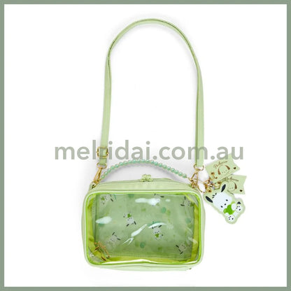 Sanrio | Half-Clear Shoulder Bag 22×7.5×14Cm 日本三丽鸥 透明单肩包/斜挎包/痛包 珍珠手提链 帕恰狗Pochacco