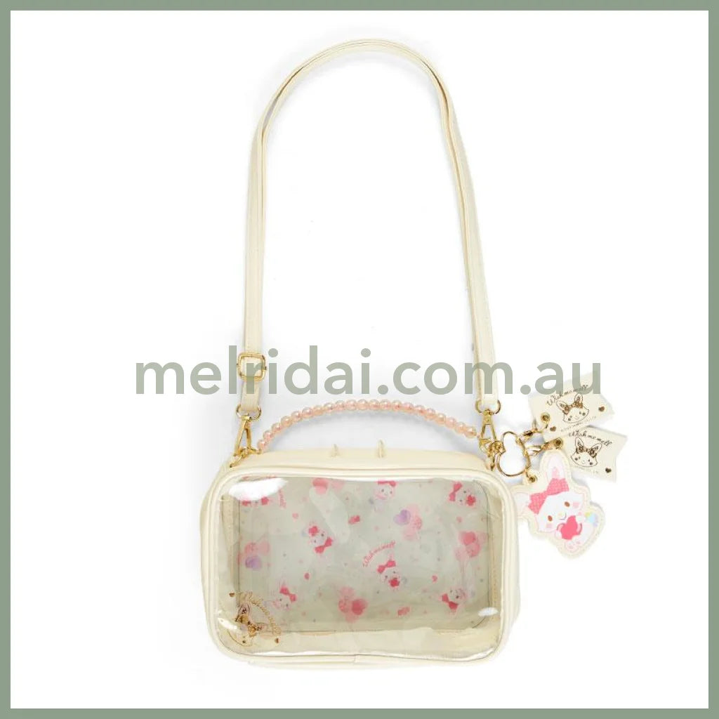 Sanrio | Half-Clear Shoulder Bag 22×7.5×14Cm 日本三丽鸥 透明单肩包/斜挎包/痛包 珍珠手提链 许愿兔 Wish Me Mell