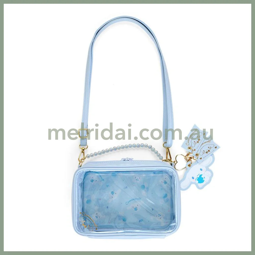 Sanrio | Half-Clear Shoulder Bag 22×7.5×14Cm 日本三丽鸥 透明单肩包/斜挎包/痛包 珍珠手提链 玉桂狗Cinnamoroll