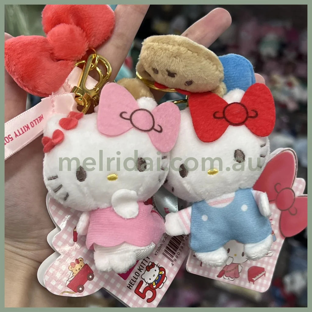 Sanrio | Hello Kitty 50Th Anniversary Mascot Holder 13Cm 日本三丽鸥 凯蒂猫50周年限定 蝴蝶结丝带挂件/玩偶包挂/钥匙链