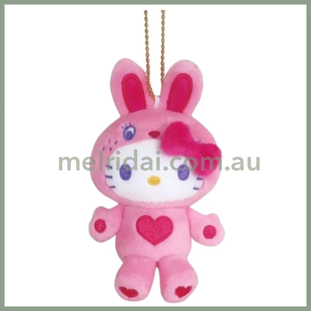 SANRIO | Hello Kitty Colorful Bunny Pink Mascot Holder Plush Keychain 10cm Approx. (50th Anniversary)