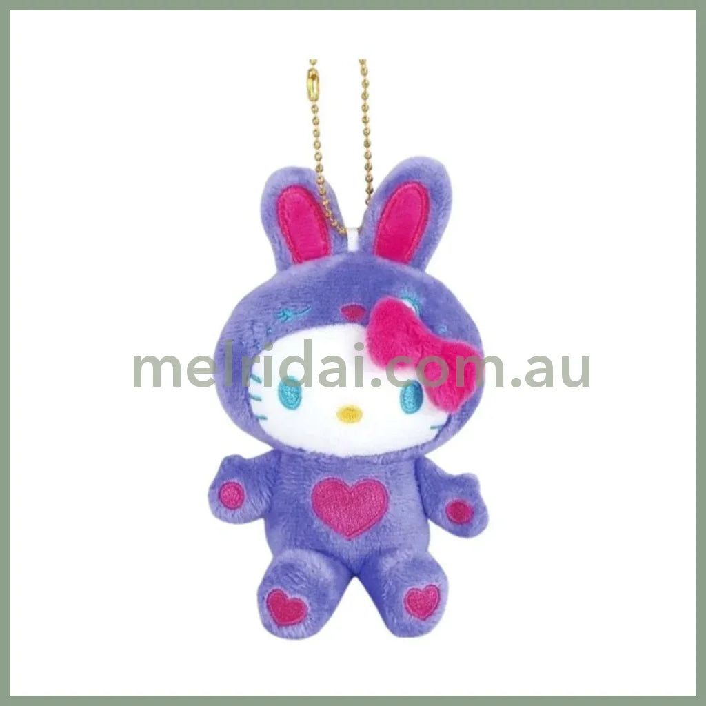 SANRIO | Hello Kitty Colorful Bunny Purple Mascot Holder Plush Keychain 10cm Approx. (50th Anniversary)