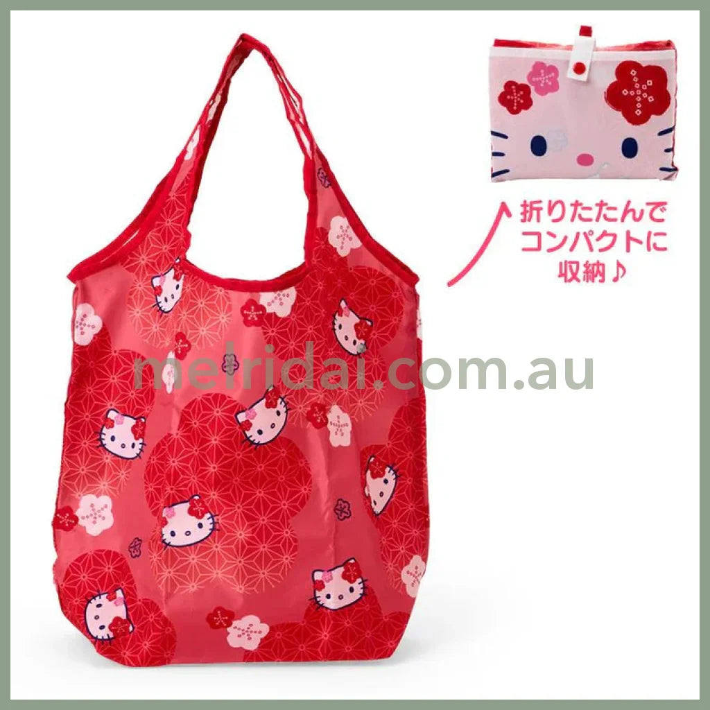 SANRIO | Hello Kitty Eco Shopping Tote Bag W49×D18×H69cm (Japanese Pattern Red)