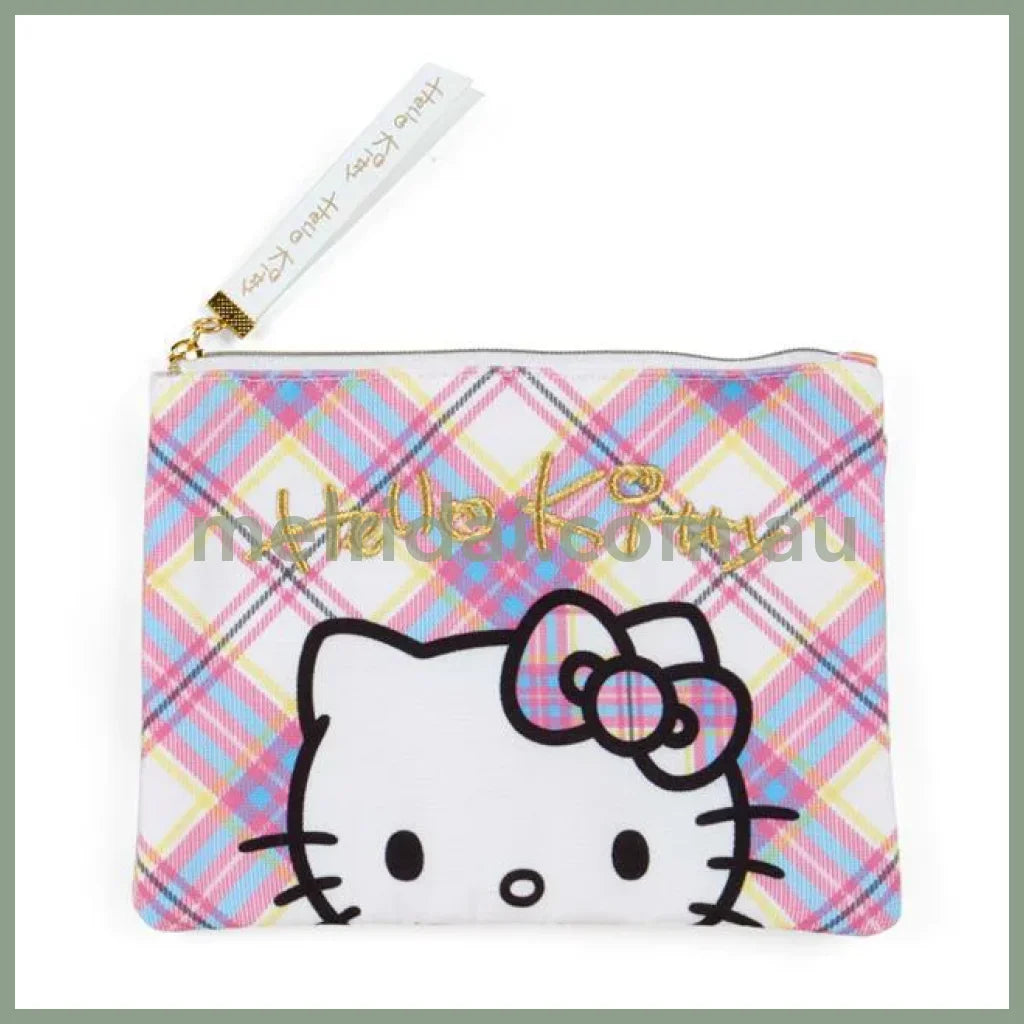 Sanrio | Hello Kitty Flat Pouch (50 Anniversary) 日本三丽鸥 扁平收纳包Set (50周年苏格兰少女格纹系列)