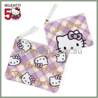 Sanrio | Hello Kitty Flat Pouch (50 Anniversary) 日本三丽鸥 扁平收纳包Set (50周年苏格兰少女格纹系列)