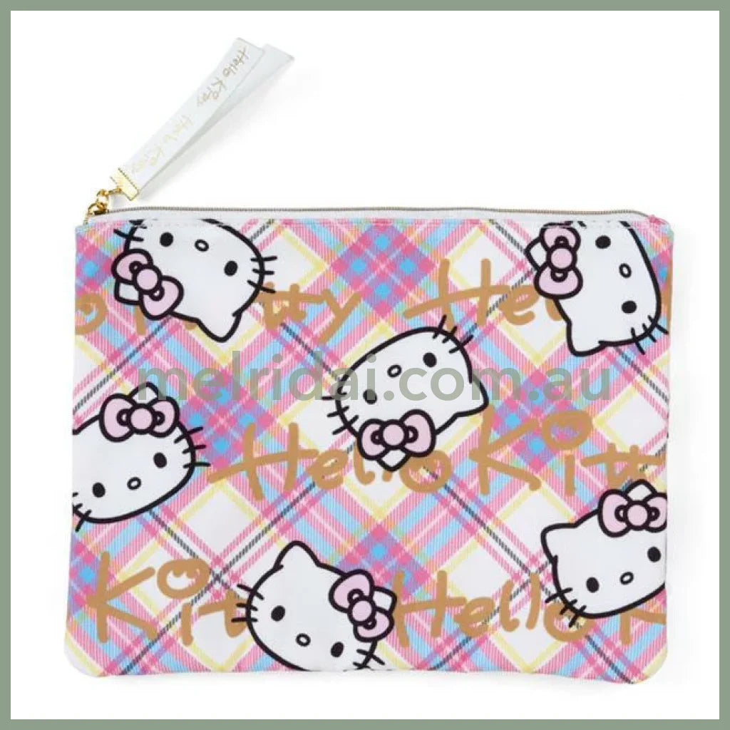 Sanrio | Hello Kitty Flat Pouch (50 Anniversary) 日本三丽鸥 扁平收纳包Set (50周年苏格兰少女格纹系列)