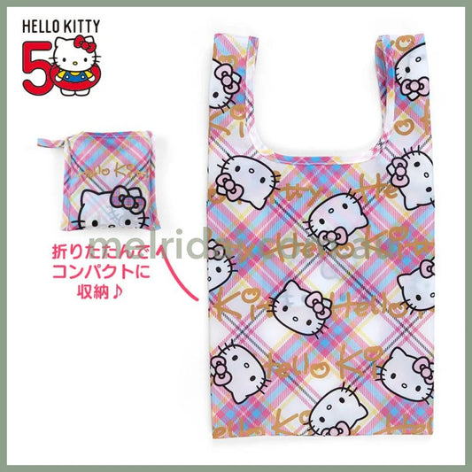 Sanrio | Hello Kitty Foldable Eco Bag 26×11×33Cm (50 Anniversary) 日本三丽鸥 可折叠购物袋/环保袋 (50周年苏格兰少女格纹系列)