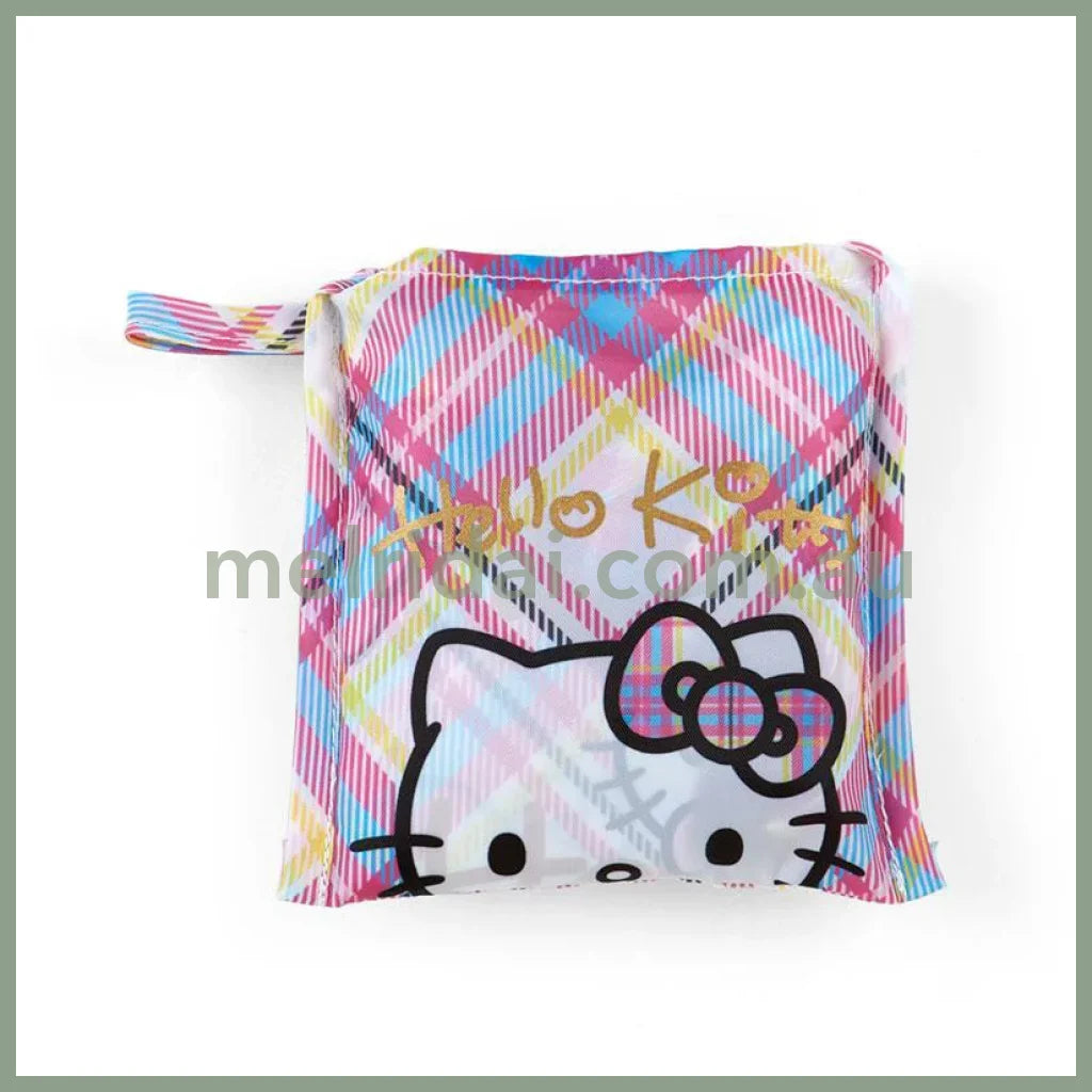 Sanrio | Hello Kitty Foldable Eco Bag 26×11×33Cm (50 Anniversary) 日本三丽鸥 可折叠购物袋/环保袋 (50周年苏格兰少女格纹系列)