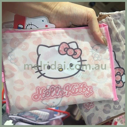 Sanrio | Hello Kitty Foldable Eco-Bag 41Cm*53Cm 日本三丽鸥 凯蒂猫 可折叠环保袋/购物袋（豹纹粉）