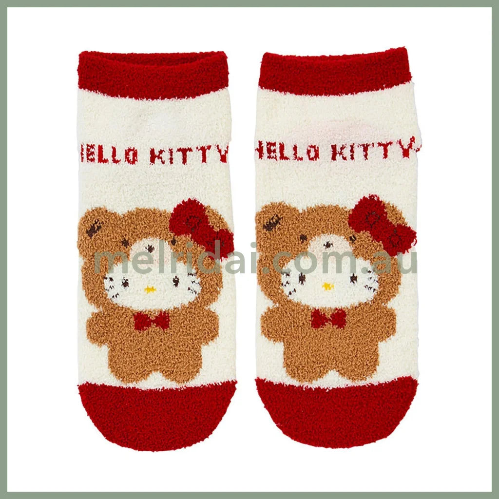 Sanrio | Hello Kitty Mocomo Socks Fluffy Bear (Red) 23-25Cm