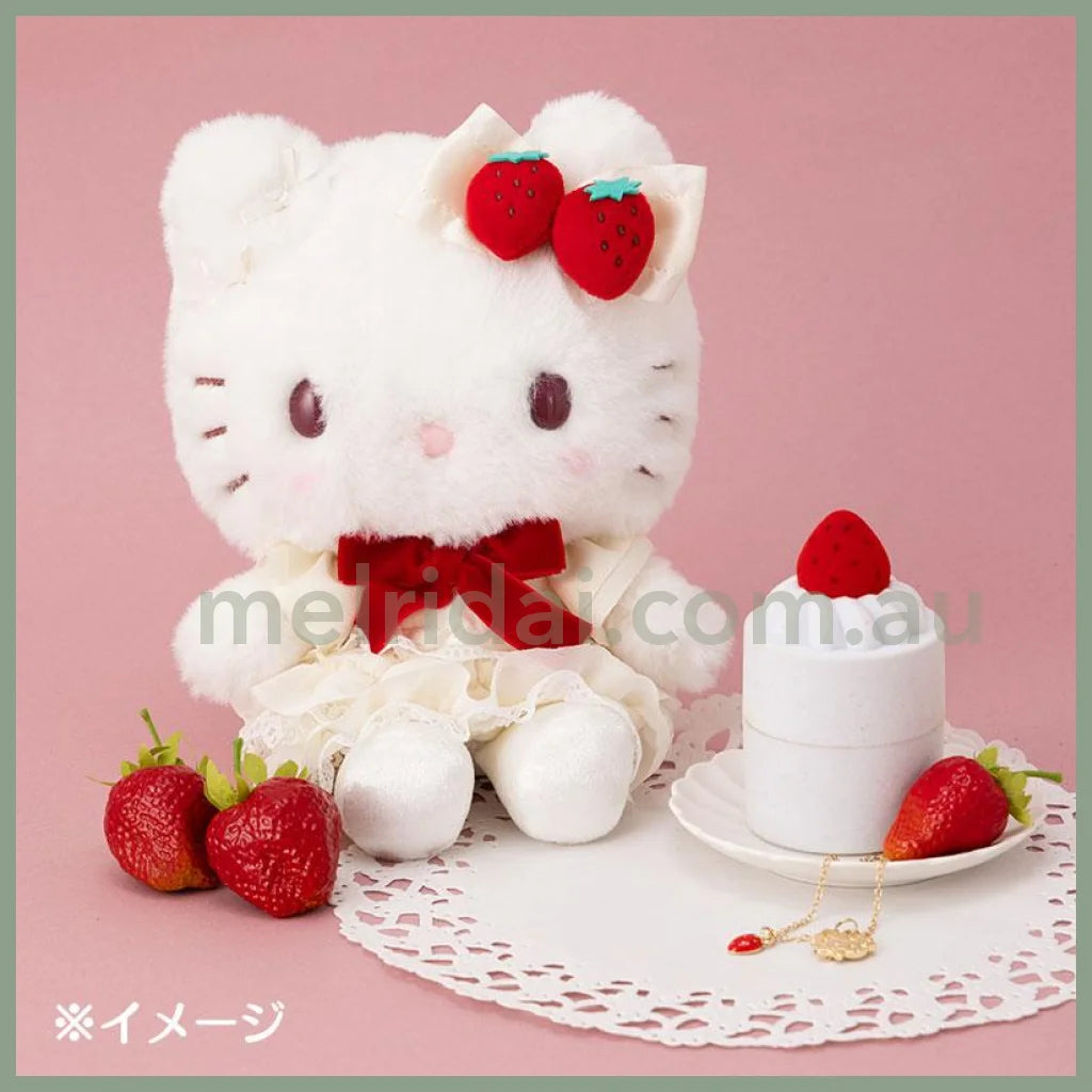 Sanrio | Hello Kitty Plush Toy W22×D10×H17Cm & Necklace 46Cm Gift Set (Shortcake)