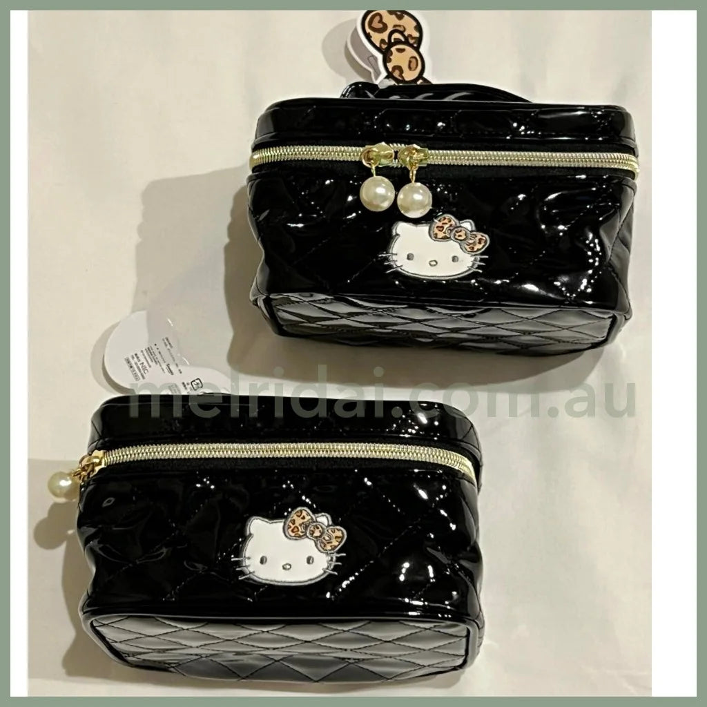 Sanrio | Hello Kitty Quilted Enamel Vanity Pouch / Make-Up Black