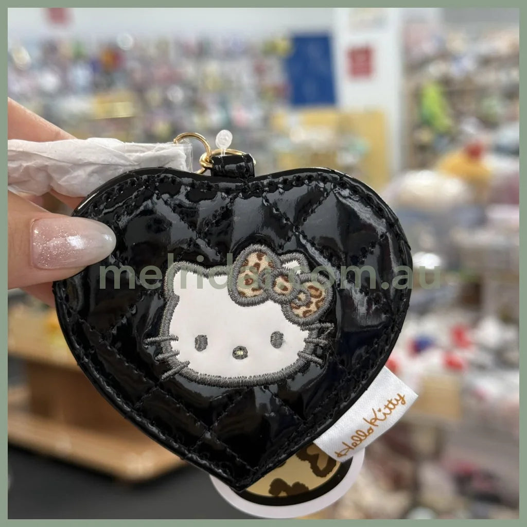 Sanrio | Hello Kitty Quilting Enamel Heart Mirror Black H75×W82Xd5Mm