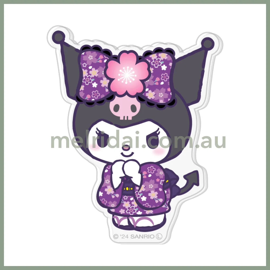 Sanrio | Kuromi Acrylic Magnet 6.8 X W5.4 D0.6Cm (Kimono Series) 日本三丽鸥 樱花和服系列库洛米 亚克力冰箱贴/磁铁