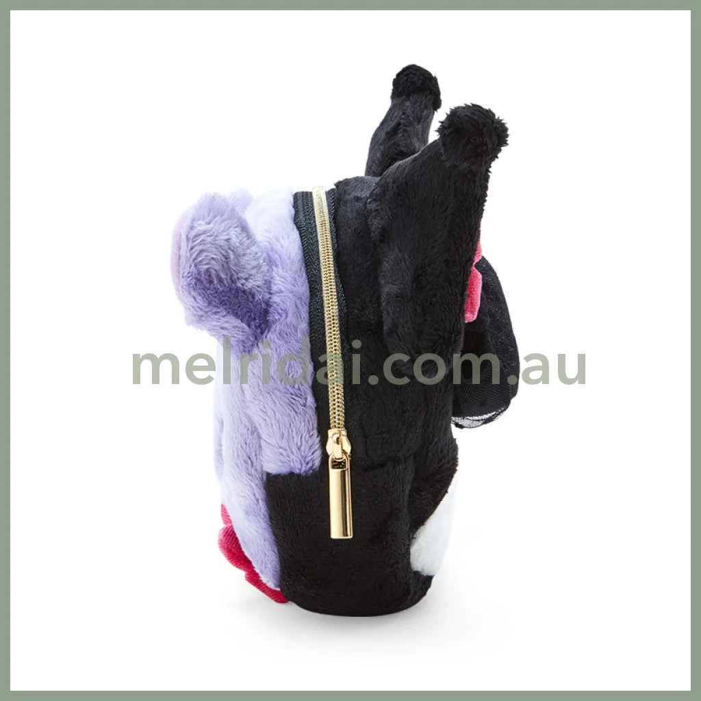 Sanrio | Kuromi & Baku Face Shaped Fur Pouch (Kuromi Delusional Lady) 17×8×16Cm //