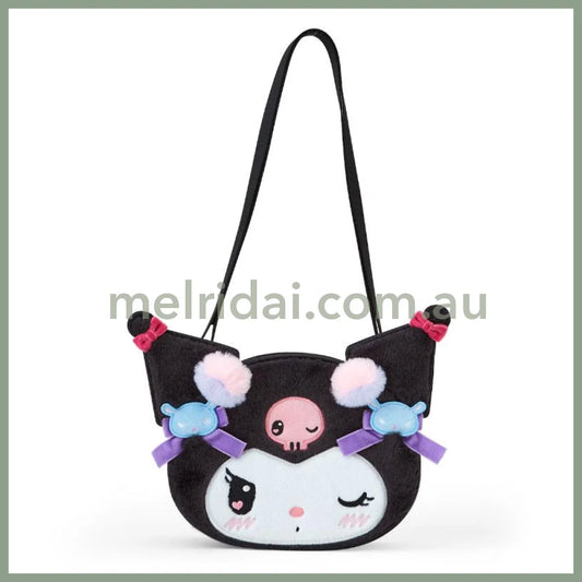 Sanrio | Kuromi Face-Shaped Shoulder Bag 27×7×21Cm (Romantic Room)