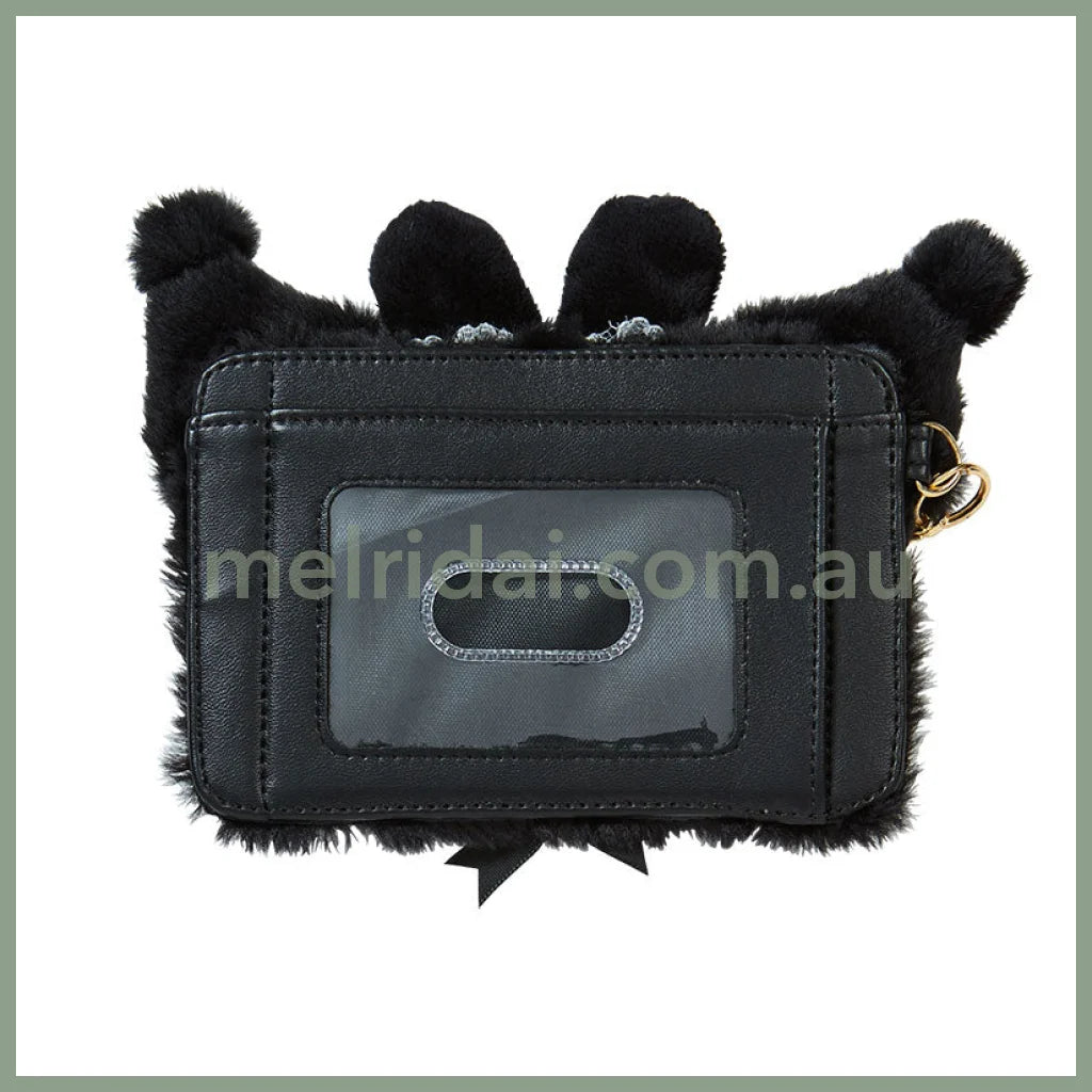 Sanrio | Kuromi Fluffy Face-Shaped Card Case 14.5×1×12Cm (Dream Ribbon)