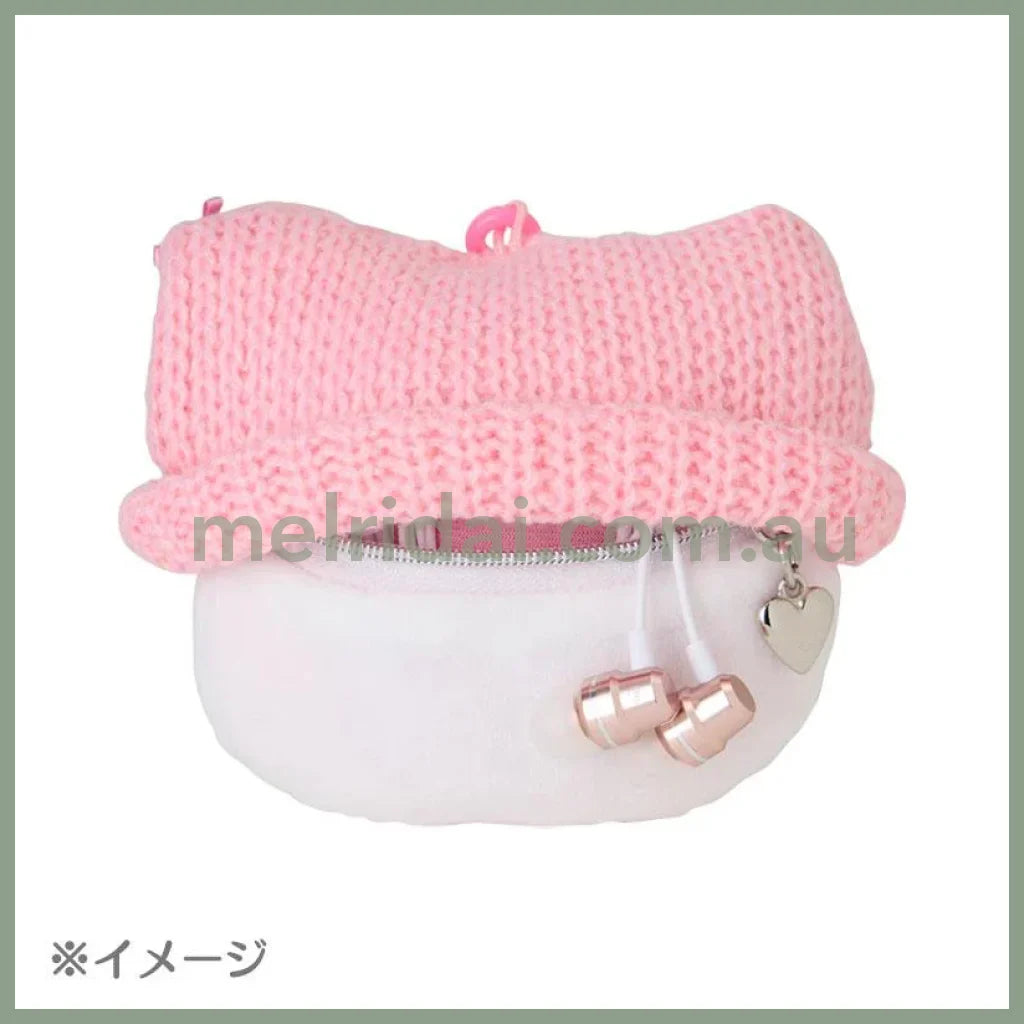 Sanrio | Kuromi Mini Pouch Face Shape Ears Key Holder Plush Keychain W16.5×D7×H11Cm