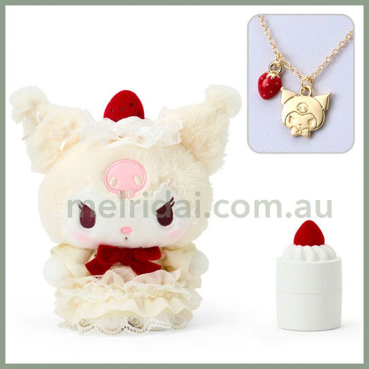 Sanrio | Kuromi Plush Toy W22×D10×H17Cm & Necklace 46Cm Gift Set (Shortcake)