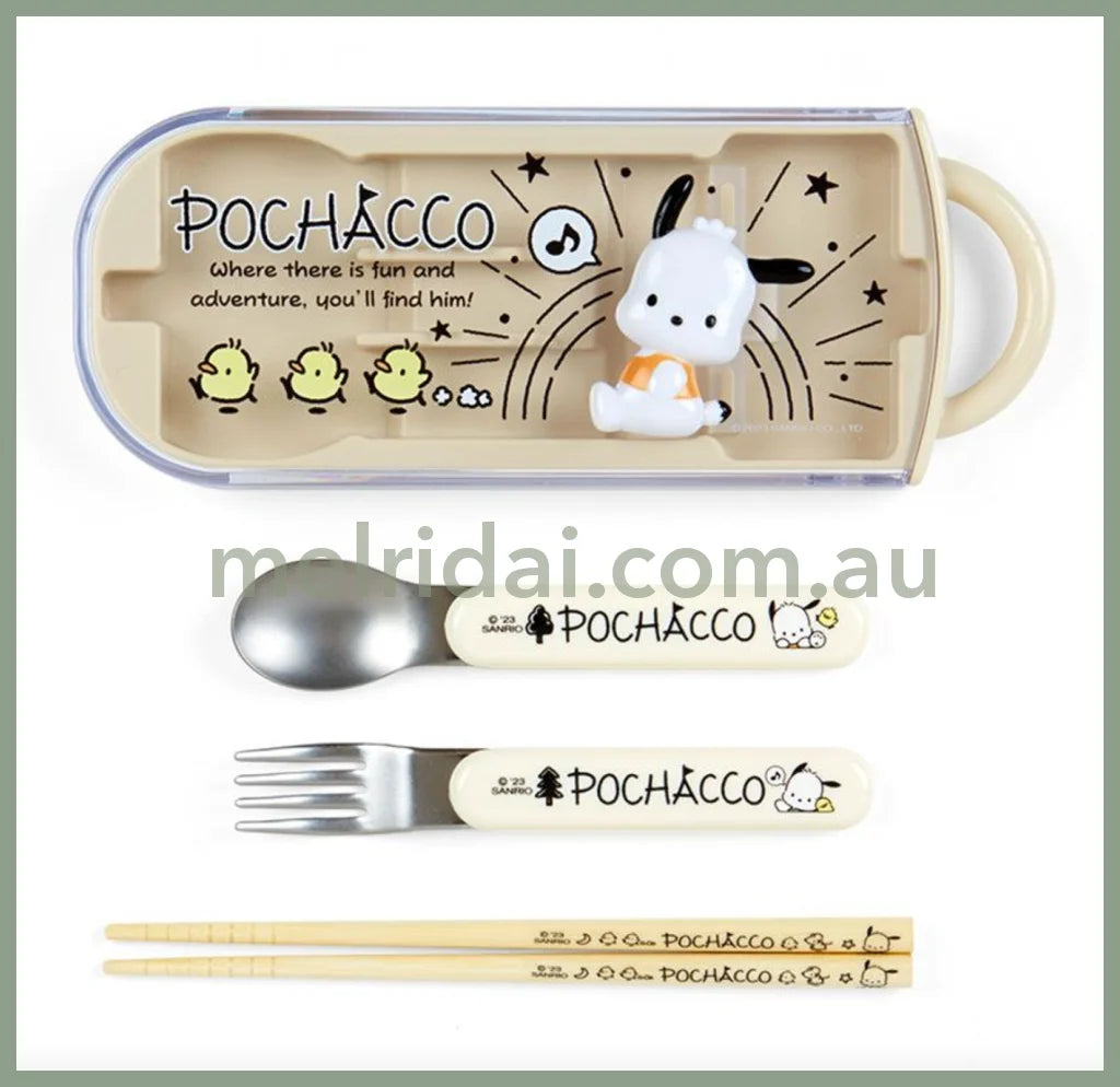 Sanriolunch Trio Set (Fork Spoon Chopsticks) Pochacco ///