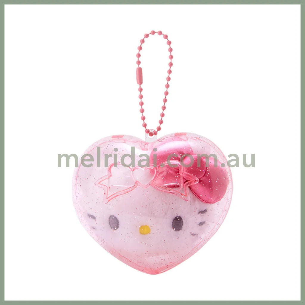 Sanrio | Mascot Holder In Heart Case 8×4.5×7Cm 日本三丽鸥 毛绒大脸爱心挂饰/珠链挂件 爱心壳可拆 凯蒂猫Hello Kitty