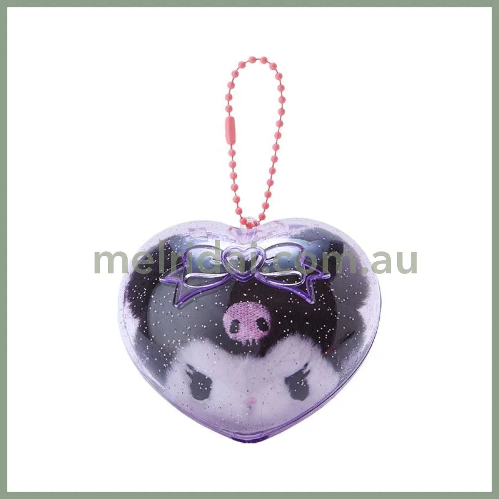 Sanrio | Mascot Holder In Heart Case 8×4.5×7Cm 日本三丽鸥 毛绒大脸爱心挂饰/珠链挂件 爱心壳可拆 库洛米Kuromi