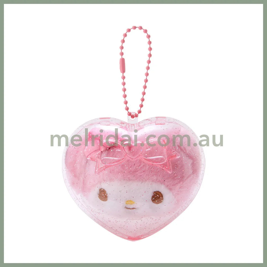 Sanrio | Mascot Holder In Heart Case 8×4.5×7Cm 日本三丽鸥 毛绒大脸爱心挂饰/珠链挂件 爱心壳可拆 美乐蒂My Melody