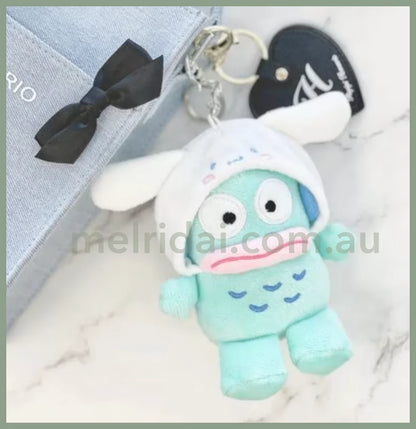 Sanrio | Mascot Holder Keychain Hangyodon Cinnamoroll Approx.19Cm 日本三丽鸥 人鱼汉顿/丑鱼 玉桂狗头套可摘 毛绒挂件/包挂/钥匙链