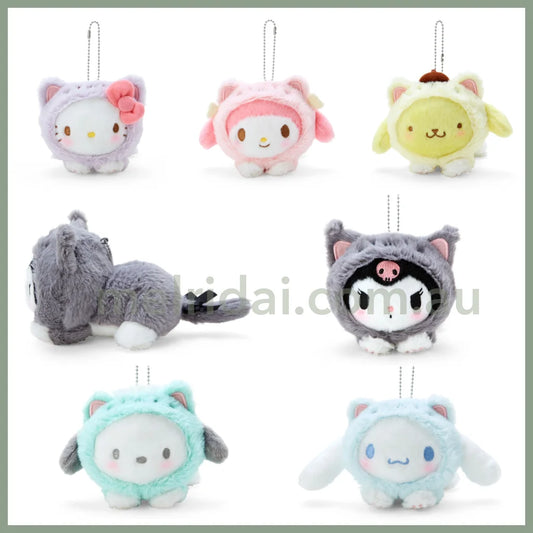 Sanrio | Mascot Holder (Love Neko Series) 10×17×9.5Cm 日本三丽鸥 趴趴毛绒玩偶挂件/包挂/钥匙链（变装猫咪日）