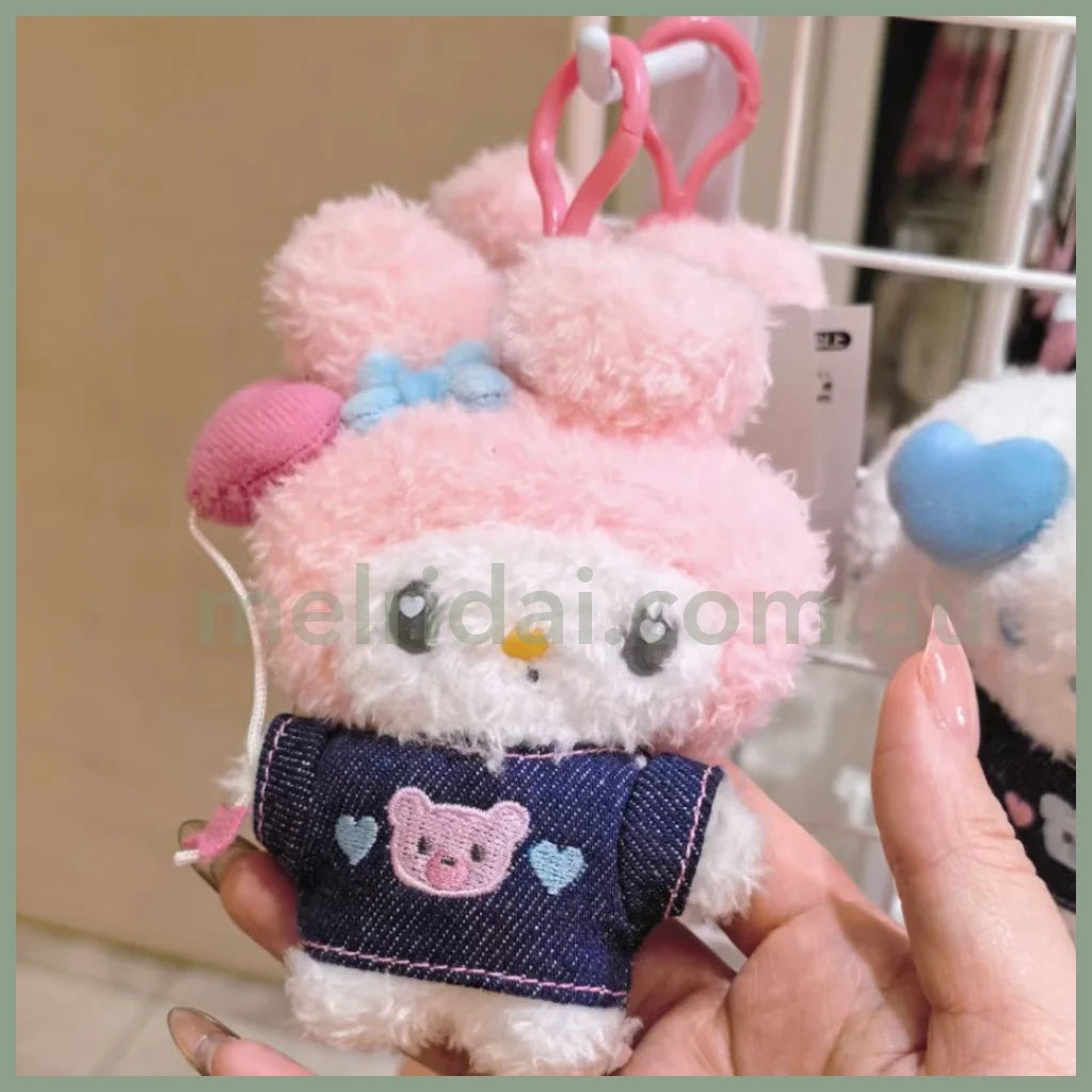 Sanrio | Mascot Holder Plush Keychain 10.5×3.5×11Cm (Denim Patch) 美乐蒂My Melody