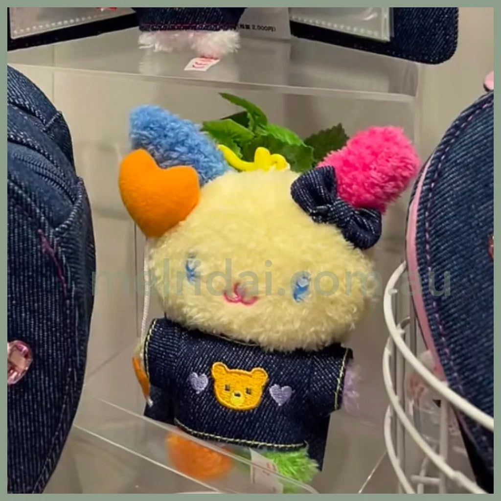 Sanrio | Mascot Holder Plush Keychain 10.5×3.5×11Cm (Denim Patch) 米花兔/花小兔 Usahana