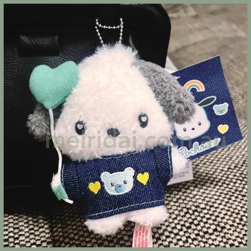 Sanrio | Mascot Holder Plush Keychain 10.5×3.5×11Cm (Denim Patch) 帕恰狗Pochacco