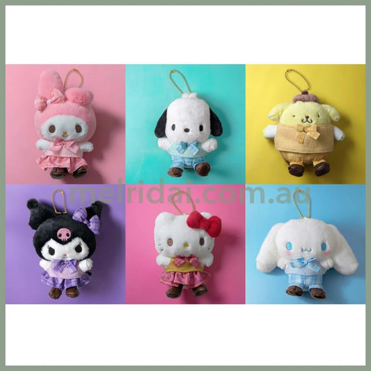 Sanrio | Mascot Holder Plush Keychain H13 Approx. (Retro Uniform) 日本三丽鸥 毛绒玩偶挂件/包挂/钥匙链（怀旧制服系列）