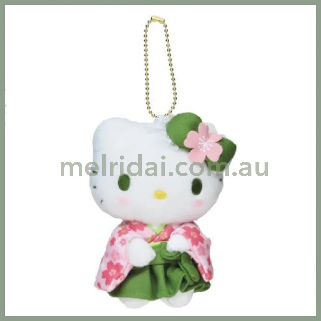 Sanrio | Mascot Holder Plush Keychain Hello Kitty 90×120×60Mm (Matcha Sakura Kimono)