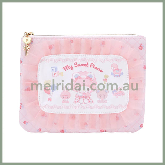 Sanrio | My Sweet Piano Flat Pouch 19.5×1×15Cm (My Little Treasure) 日本三丽鸥 花边小包/收纳包/手拿包（小羊必爱诺生日）