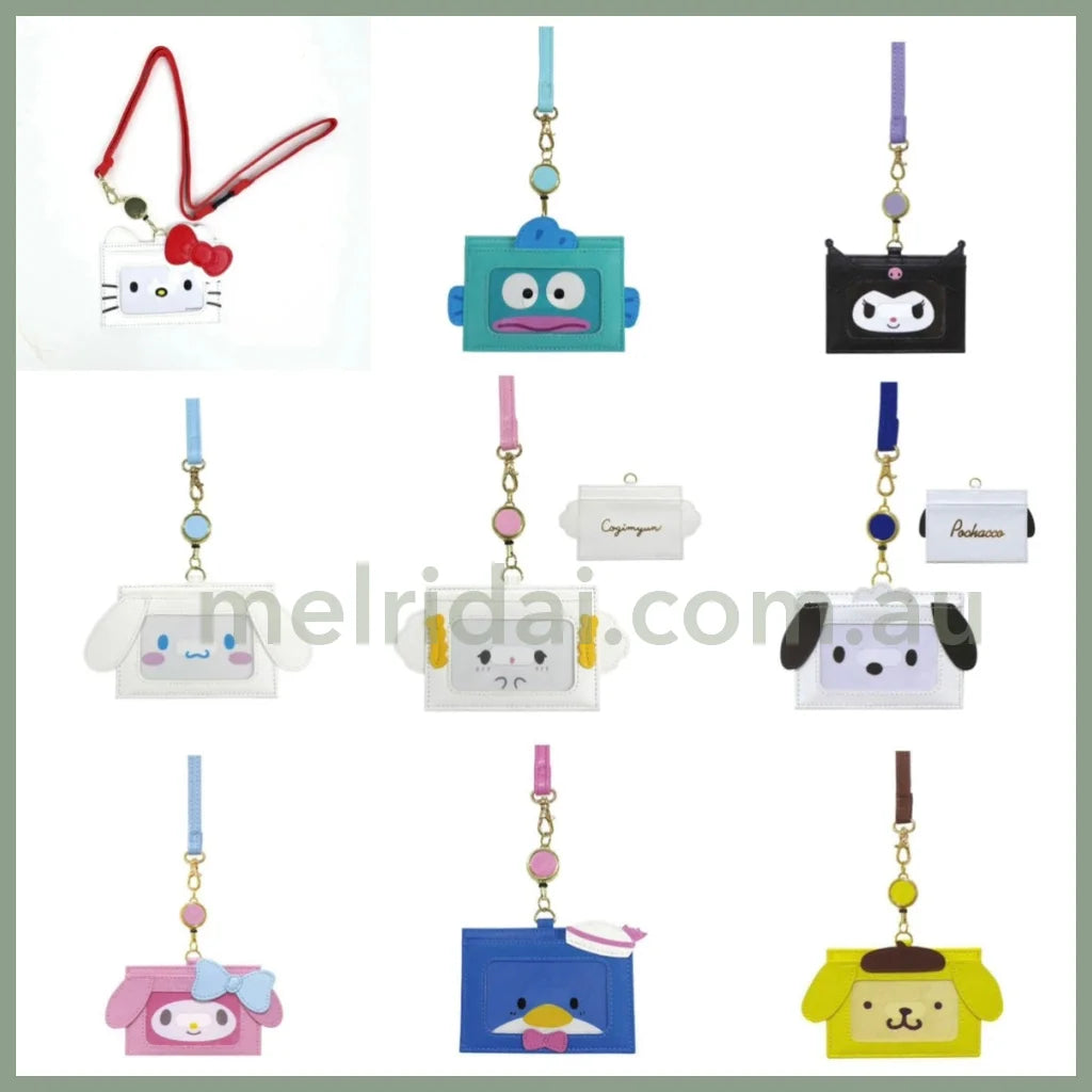 Sanrio | Pass Case Card Holder With Reel & Neck Strap 108×76Mm 日本三丽鸥 大脸款 伸缩卡套/挂脖卡套/证件保护套 多卡槽