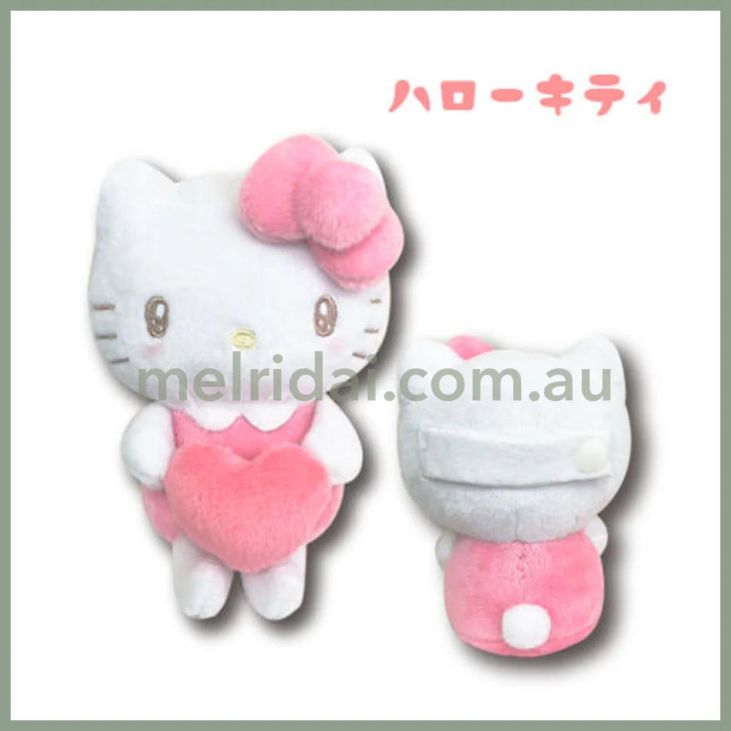 Sanrio | Plush Doll Holder With Heart 9Cm Approx. 日本三丽鸥 毛绒玩偶/背后有扣带 可作包挂装饰/笔架等 凯蒂猫Hello Kitty