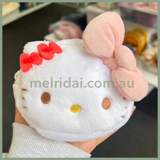 Sanrio | Plush Face Pouch Hello Kitty (Kt50Th) 16 X 14 6Cm 日本三丽鸥 凯蒂猫 大脸造型收纳包/手拿包/零钱包（50周年）