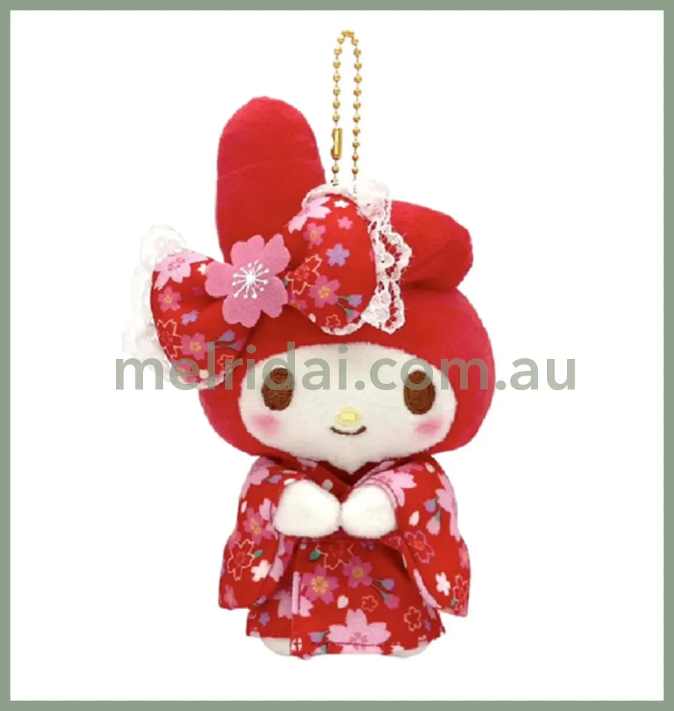 Sanrio | Sakura Kimono My Melody 15 X 9 6Cm 日本三丽鸥 美乐蒂玩偶挂件/包挂/钥匙链（樱花和服）