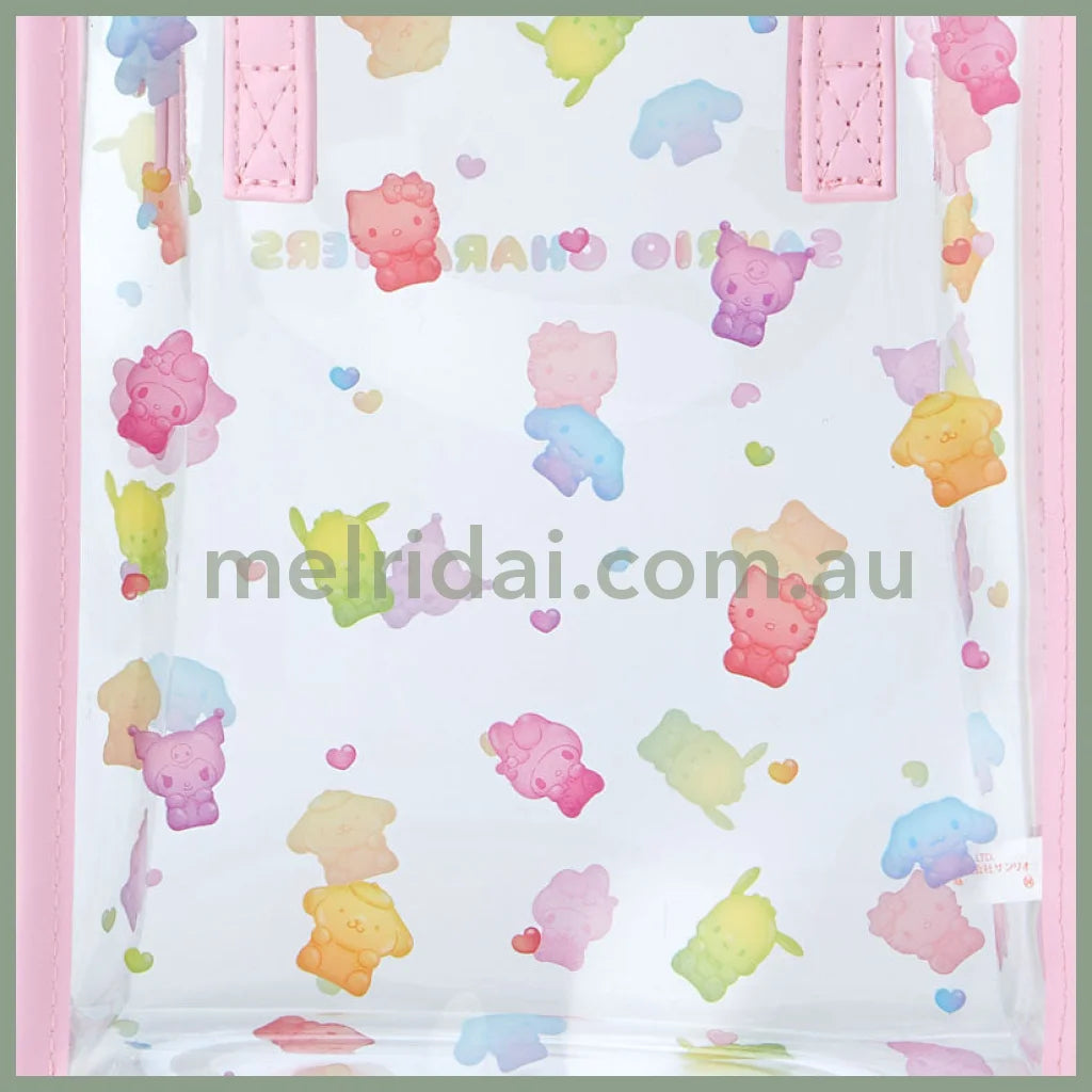 Sanrio | Shoulder Equipped Clear Tote Bag 2Way 18×6×20Cm (Gummy Candy) 日本三丽鸥 2种背法托特包/斜挎包/透明小包（软糖风）